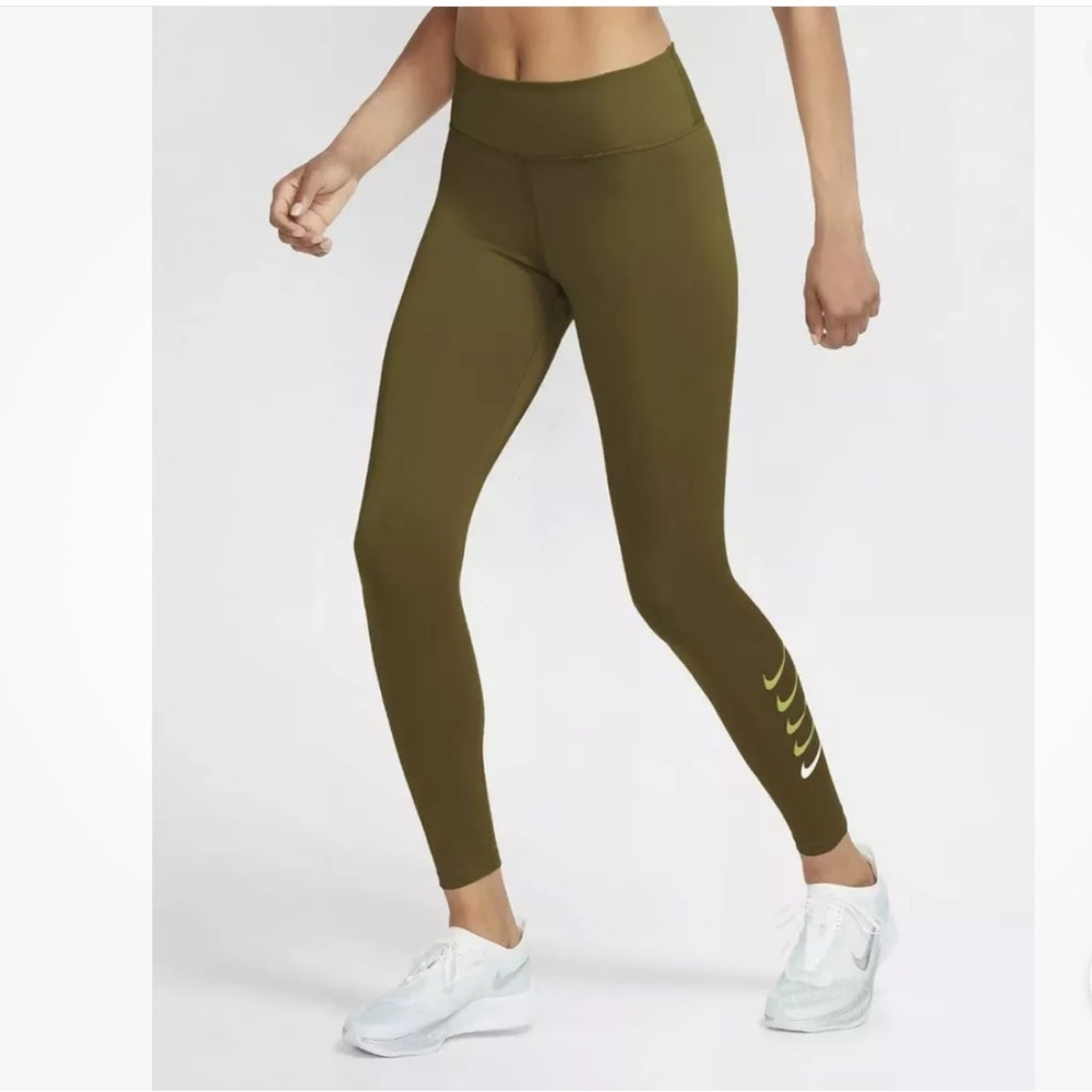 Nike Swoosh Run Mid Rose 7/8 Length Legging